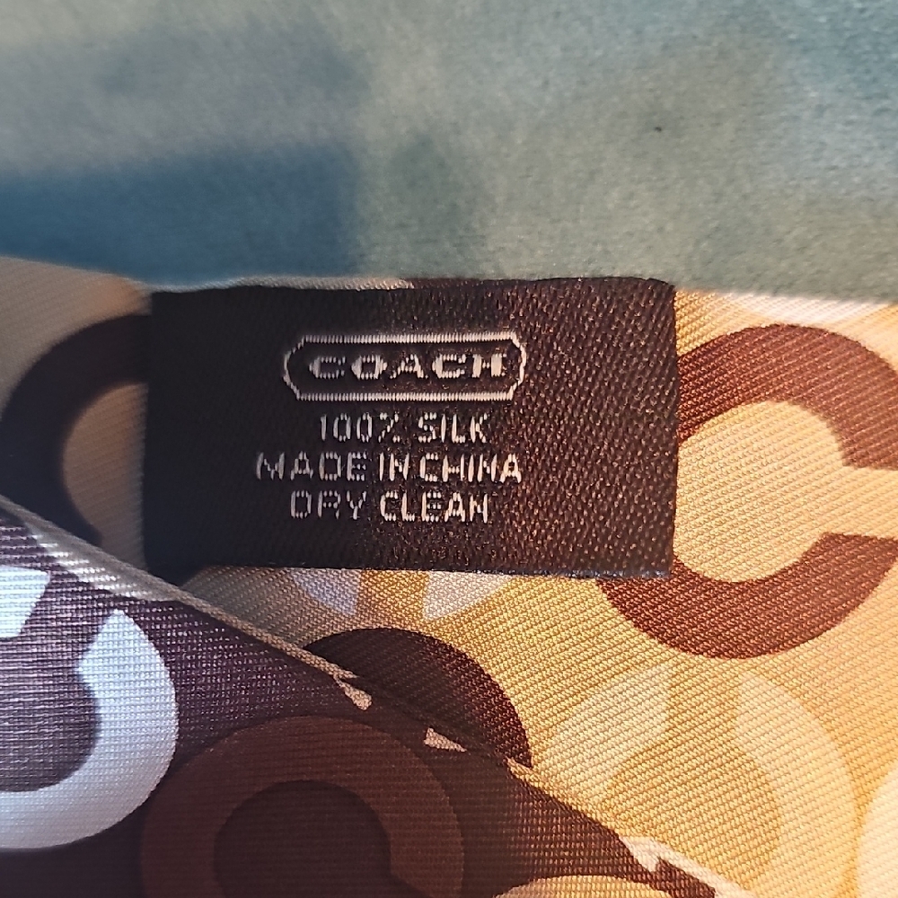 Coach Signature Monogram Silk Skinny Scarf / Twilly - Picture 2 of 7